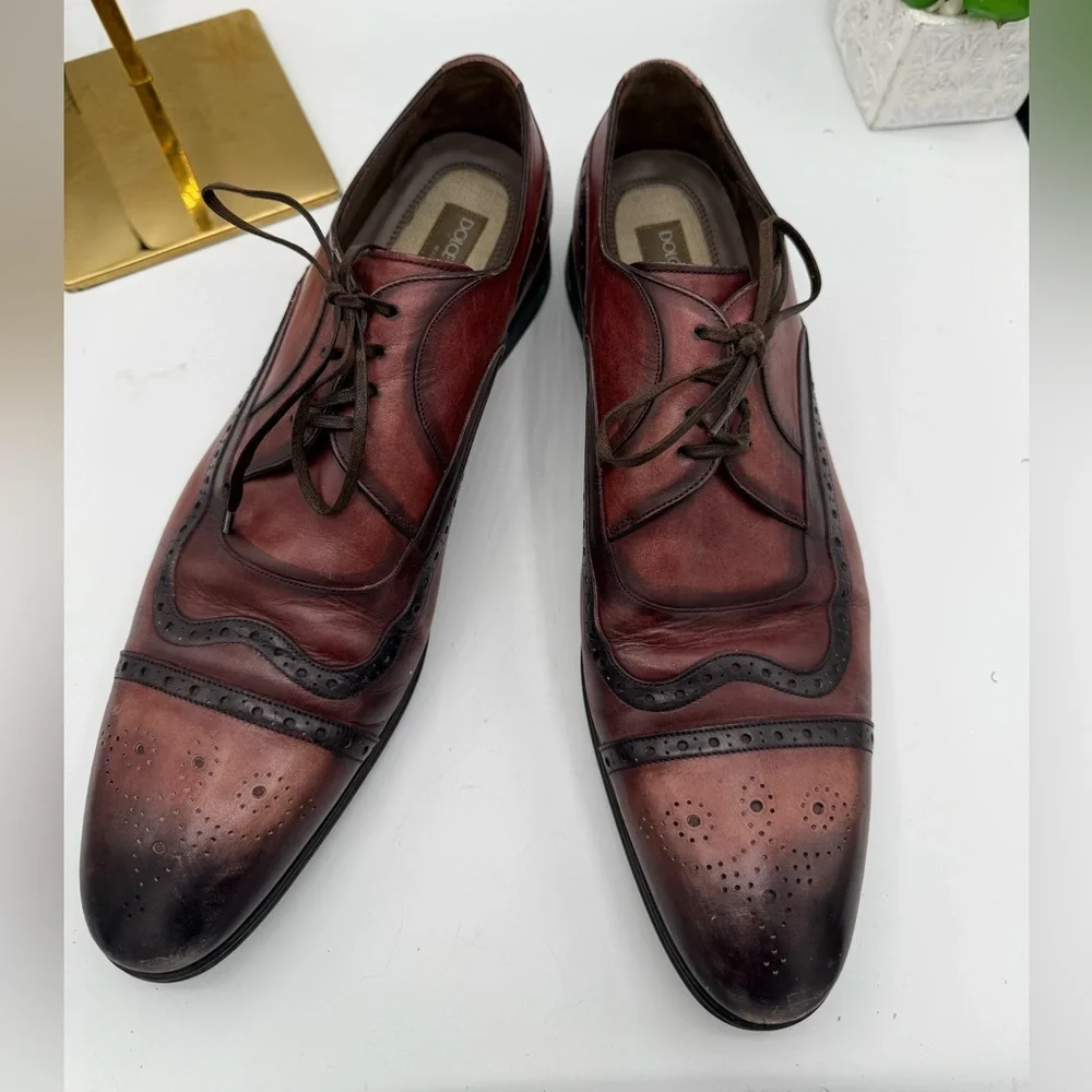 Dolce & Gabbana Brown Leather Brogue‎ Lace Up Derby Shoes
